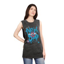 Load image into Gallery viewer, Unisex Stonewash "Never Stop Playing" Tank Top(blue logo)